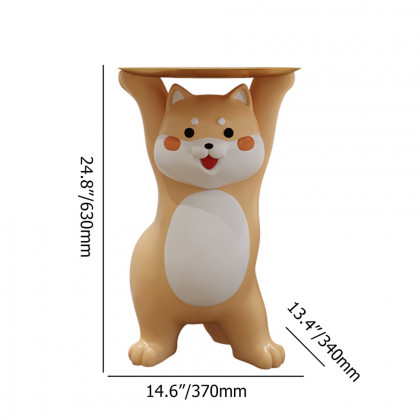 HMR - Modern Dog Side Table Resin Figurine with Gold Tray