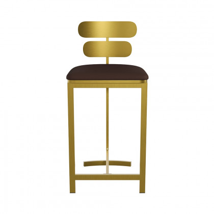 HMR Modern PU Leather Counter Stools with Upholstery - Brown, 6-Pieces