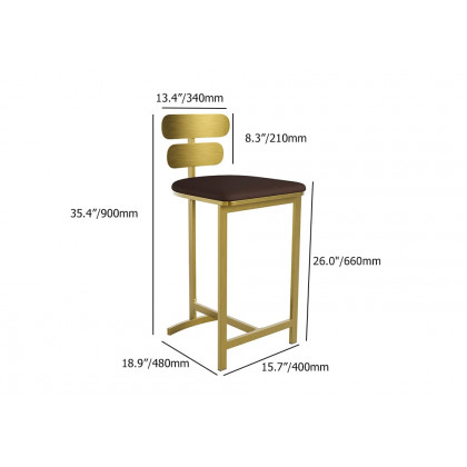 HMR Modern PU Leather Counter Stools with Upholstery - Brown, 6-Pieces
