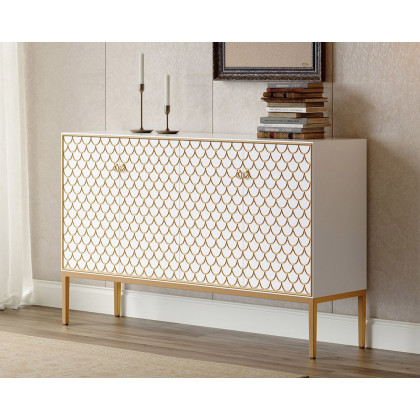HMR Modern 59" Sideboards Buffet with Doors & Shelves - White