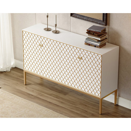 HMR Modern 59" Sideboards Buffet with Doors & Shelves - White