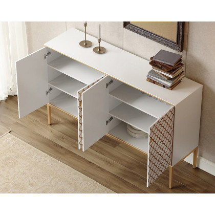 HMR Modern 59" Sideboards Buffet with Doors & Shelves - White