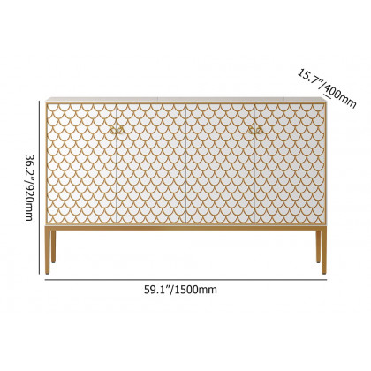 HMR Modern 59" Sideboards Buffet with Doors & Shelves - White