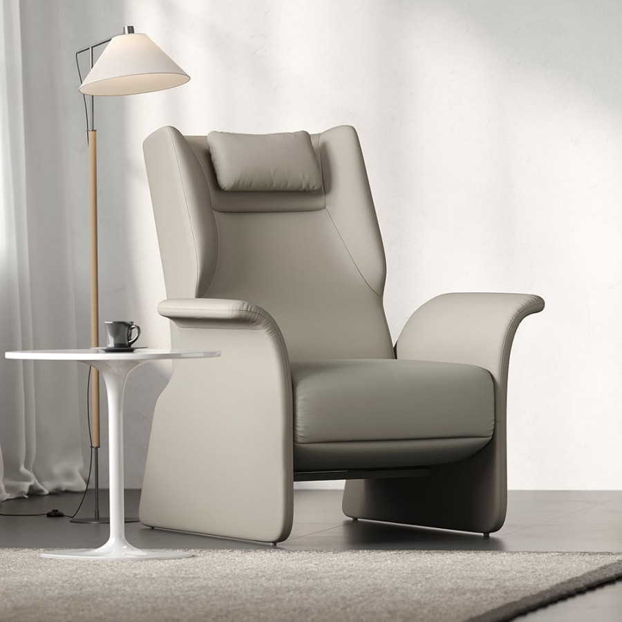 HMR - Modern Recliner Armchair with Adjustable Backrest Faux Leather Accent Chair Living Room