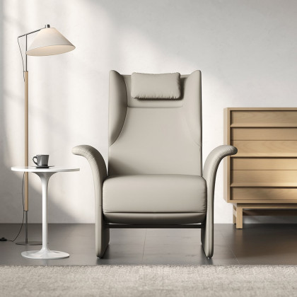 HMR - Modern Recliner Armchair with Adjustable Backrest Faux Leather Accent Chair Living Room