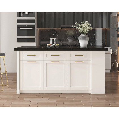HMR - 72" Modern Style Laminate Kitchen Islands with Multi-Storage