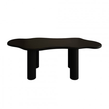 HMR Dining Set 70.9" Japandi Irregular Wood Dining Table Black with 4 Chairs - Black, Style A, With 4 Chairs