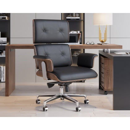 HMR Modern L-Shape Executive Desk & Office Chair Set - Black, 70.9"L x 70.9"W x 29.5"H, Left Hand