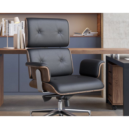 HMR Modern L-Shape Executive Desk & Office Chair Set - Black, 70.9"L x 70.9"W x 29.5"H, Left Hand