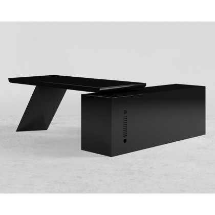 HMR Modern L-Shape Executive Desk & Office Chair Set - Black, 70.9"L x 70.9"W x 29.5"H, Left Hand
