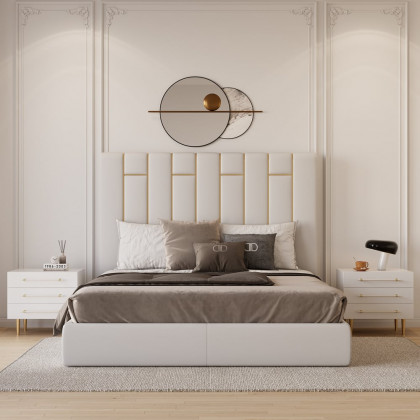HMR - Modern White 3 Drawer Nightstand Bedside Table with Storage