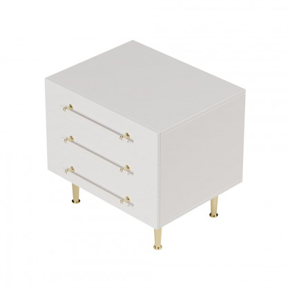 HMR - Modern White 3 Drawer Nightstand Bedside Table with Storage