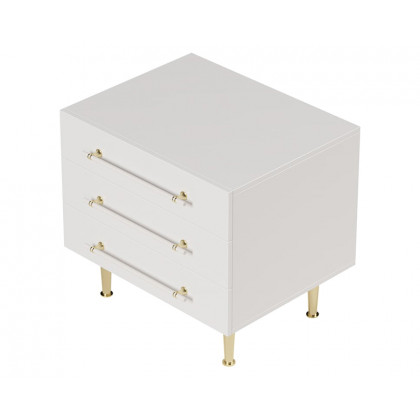 HMR - Modern White 3 Drawer Nightstand Bedside Table with Storage