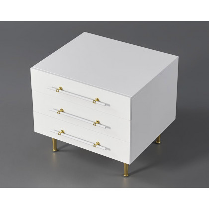 HMR - Modern White 3 Drawer Nightstand Bedside Table with Storage