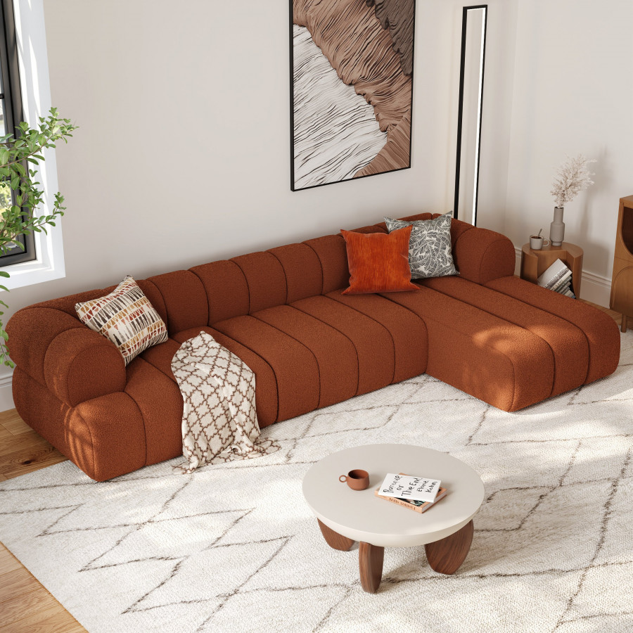 HMR 118" 3-Piece Sectional Sofa with Chaise - Rust
