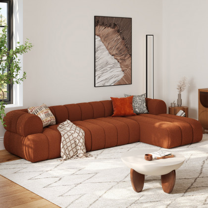 HMR 118" 3-Piece Sectional Sofa with Chaise - Rust