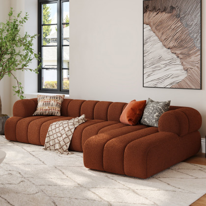 HMR 118" 3-Piece Sectional Sofa with Chaise - Rust