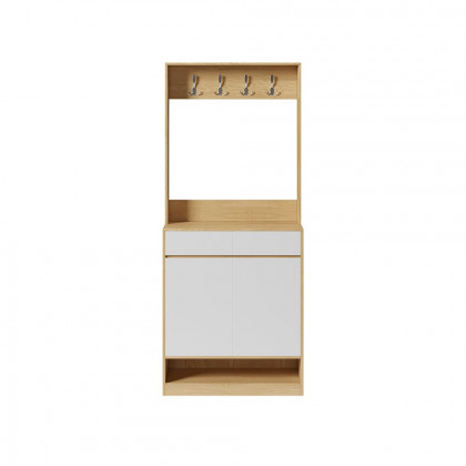 HMR - Natural & White Shoe Cabinet with 5 Shelves 2 Drawers 2 Doors Entryway Shoe Storage