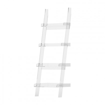 HMR - 4-Shelf Ladder Bookshelf Modern Bookshelf Acrylic Clear Ladder Bookcase