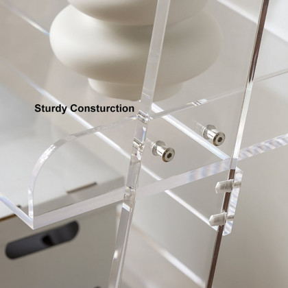 HMR - 4-Shelf Ladder Bookshelf Modern Bookshelf Acrylic Clear Ladder Bookcase
