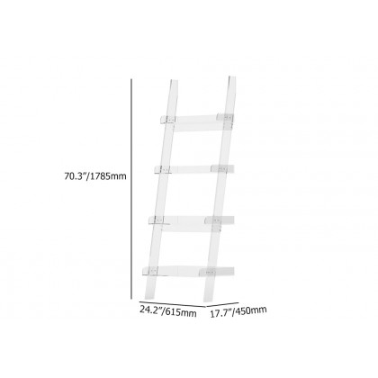 HMR - 4-Shelf Ladder Bookshelf Modern Bookshelf Acrylic Clear Ladder Bookcase