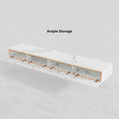 HMR - Floating TV Stand Marble Veneer Wall-Mount Media Console with Storage for TVs up to 85"