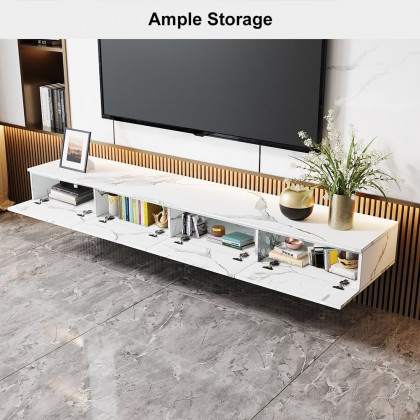 HMR - Floating TV Stand Marble Veneer Wall-Mount Media Console with Storage for TVs up to 85"