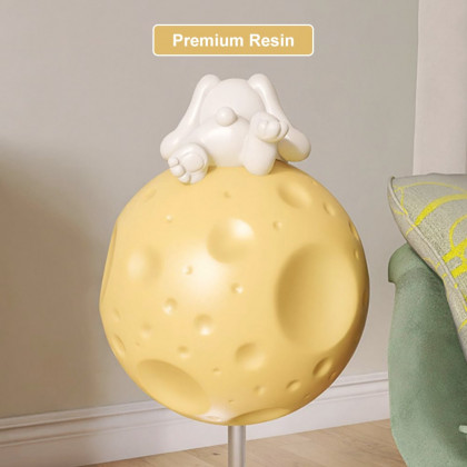 HMR - Cute Flying Rabbit Side Table with Open Storage Floor Resin Bunny End Table