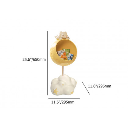HMR - Cute Flying Rabbit Side Table with Open Storage Floor Resin Bunny End Table