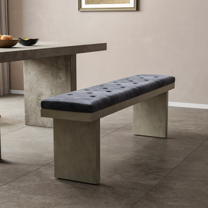 HMR - Upoak Series 59" Farmhouse Modern Dining Bench with Velvet Upholstery Gray