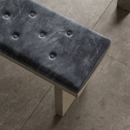HMR - Upoak Series 59" Farmhouse Modern Dining Bench with Velvet Upholstery Gray