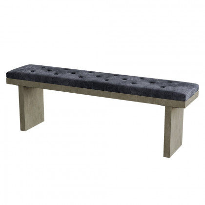 HMR - Upoak Series 59" Farmhouse Modern Dining Bench with Velvet Upholstery Gray
