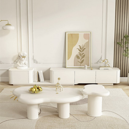 HMR - Extendable TV Stand & Abstract Coffee Table Set