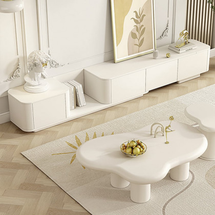 HMR - Extendable TV Stand & Abstract Coffee Table Set