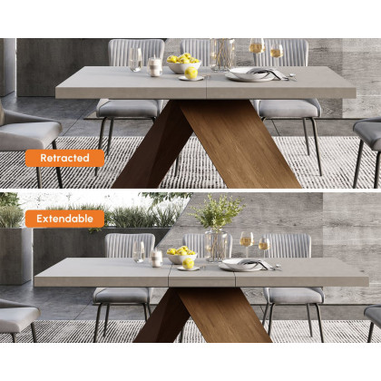 HMR Farmhouse Extendable Wood Dining Table - Gray, 79"-94" (seats 6-10)