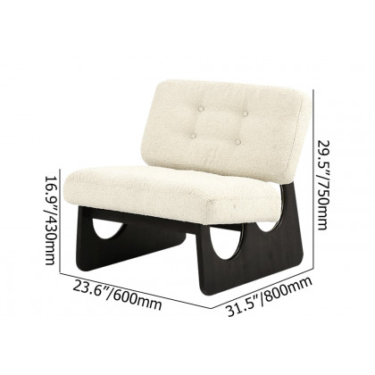 HMR - Japandi Boucle Lounge Chair White & Black Accent Chair Ash Wood Upholstery