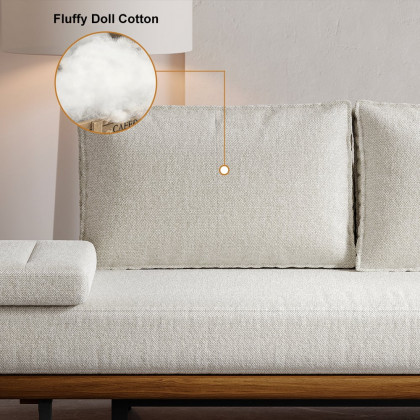 HMR 79" Queen 3-Seater Linen Convertible Futon Bed with Pillows - White