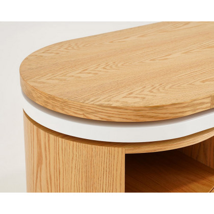 HMR 59.8" Modern L-Shaped Rotatable Executive Office Desk with Cabinet & 2 Drawers - Natural/White