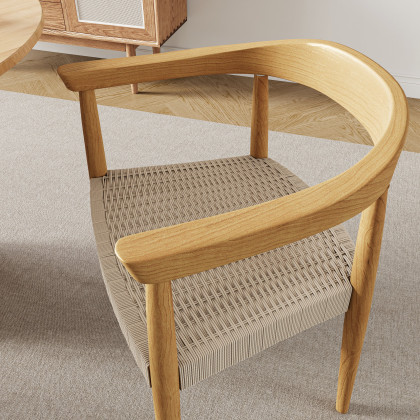 HMR Modern Wood Upholstery Dining Chair - Walnut, Basketweave, 2-Pieces