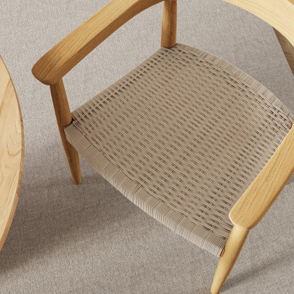 HMR Modern Wood Upholstery Dining Chair - Walnut, Basketweave, 2-Pieces