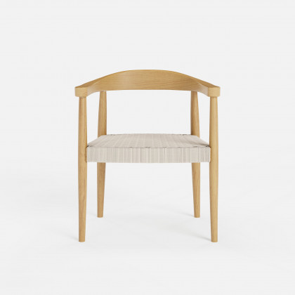 HMR Modern Wood Upholstery Dining Chair - Walnut, Basketweave, 2-Pieces