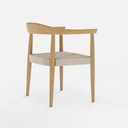 HMR Modern Wood Upholstery Dining Chair - Walnut, Basketweave, 2-Pieces