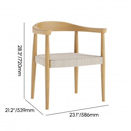 HMR Modern Wood Upholstery Dining Chair - Walnut, Basketweave, 2-Pieces