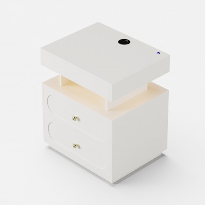 HMR Floating 3-Drawer LED Smart Nightstand with Light - White, Set Of 2