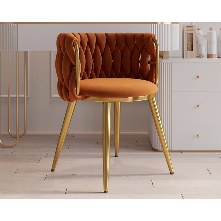 HMR Sweave Nordic Barrel Dining Chair with Velvet Upholstery (Set of 8) - Orange