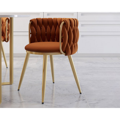 HMR Sweave Nordic Barrel Dining Chair with Velvet Upholstery (Set of 8) - Orange