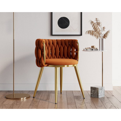 HMR Sweave Nordic Barrel Dining Chair with Velvet Upholstery (Set of 8) - Orange