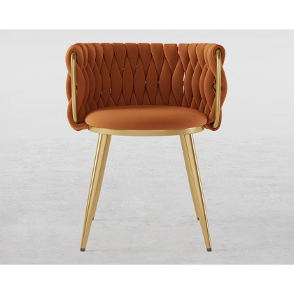 HMR Sweave Nordic Barrel Dining Chair with Velvet Upholstery (Set of 8) - Orange