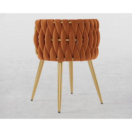 HMR Sweave Nordic Barrel Dining Chair with Velvet Upholstery (Set of 8) - Orange