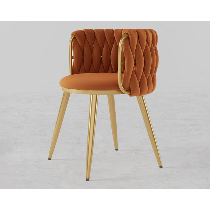 HMR Sweave Nordic Barrel Dining Chair with Velvet Upholstery (Set of 8) - Orange